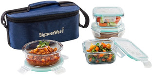 signoraware director glass lunch box with bag 581