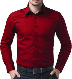 the rich clothing Men Solid Casual Red 