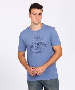 Exchange Printed Neck Armani Men's Buy Shirt Light Round Blue T fTqgxw