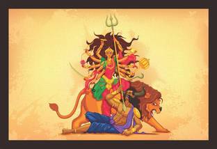 Mad Masters Maa Durga Art In Cartoon Style 1 Piece Wooden Framed