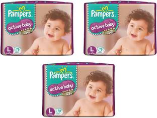 Pampers Active Baby Taped Diapers Size Large 78 Pcs Pack Set 3