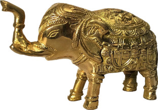 athizay Elephant Showpiece Brass Decorative Items 5 cm Tall Elephant Statue for Home Office Table Decor