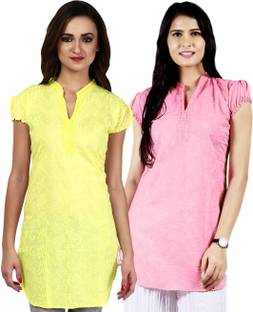 Haniya Casual Chikan Embroidery Solid Womens Kurti Haniya Casual Chikan Embroidery Solid Womens Kurti