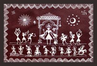 Mad Masters Warli Painting 1 Piece Wooden Framed Painting Wall