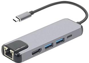 Microware 5 In 1 Usb C Hub Hdmi Gigabit Ethernet Adapter For Macbook Pro Type C To Rj45 Lan Adapter With Usb C Charger Port S 1610 Usb Hub Price In India