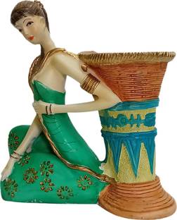 Fabzone Multicolour Lady Flower Vase Pot Statue Decorative