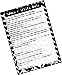 PartyStuff Black White Quiz - Quiz Ques Ans in Paper Games (12 Cards) Party  & Fun Games Board Game - Black White Quiz - Quiz Ques Ans in Paper Games  (12 Cards) .