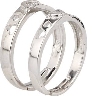 Access-O-Risingg Accessorisingg 925 Silver Plated LOVE Solitaire Couple Rings (Adjustable Size