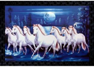 Art Collection Vaastu Seven 7 White Running Horses Framed Painting Ink 15 2 Inch X 21 2 Inch Painting Price In India Buy Art Collection Vaastu Seven 7 White
