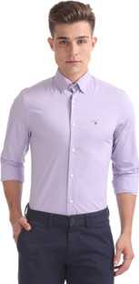 Gant Men Solid Casual Purple Shirt 