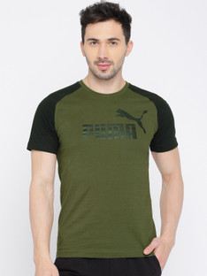 Men Round Neck Green T-Shirt 