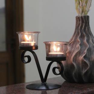 Hosley V shape Decorative Iron Tealight Holder Set