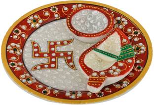 Waltzer India Designer Attractive Pooja Thali With Diya Plate Set
