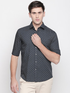 King \u0026 I Men Printed Casual Grey Shirt 