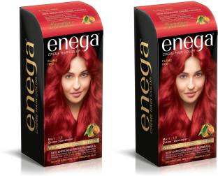 enega Cream hair color (100 ml/each) superior quality with Argan Oil & Green Tea extract smooth care for your precious hair! FLAME RED (Pack of 2) , FLAME RED