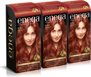 enega Cream hair color (100 ml/each) superior quality with Argan Oil & Green Tea extract NO AMMONIA Cream FORMULA smooth care for your precious hair! MAHOGANY 5.5 (Pack of 3) , MAHOGANY 5.5
