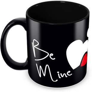 tuelip full black be mine printed cup for valentines day gift for your love one tea and coffee 350 ml ceramic cup ceramic mug