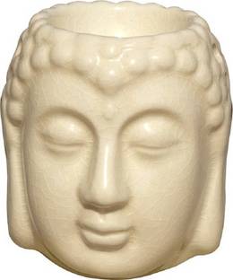 Bright Shop Ceramic aroma Air Freshner Tealight Fragrance Oil Burner Buddha Shape White Colour with 10 ML Lemon Flavour Oil. Diffuser