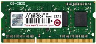 Transcend 1600 MHZ DDR3 4 GB (Single Channel) Laptop (1600 MHZ)