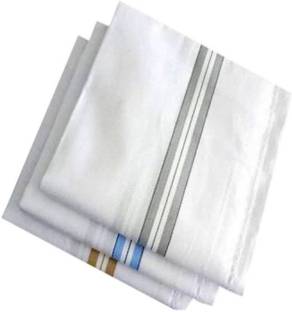 TrendZone White White SW Formal Handkerchief Pack Of 3 Handkerchief   ["White"] Handkerchief
