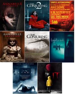 The Conjuring , The Conjuring 2 , Annabelle , Annabelle 2 , It , Evil Dead (2013) , Lights Out (2016) , Rings (2017) 8 horror movies in dual audio Hindi and English clear HD print (it's burn DATA DVD play only in computer or laptop)