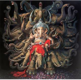 Stickme Hindu God Lord Ganesha Golden Face Statue