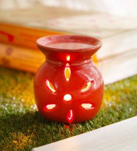 Lyallpur Stores Ceramic Aroma Handcrafted T-Light Diffuser Room Freshner Pot Shape Design Red Colour ( Pack Of 4 ) Diffuser