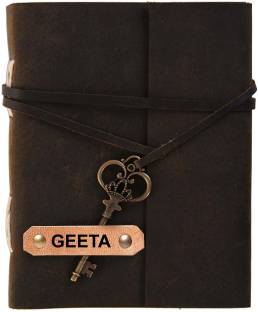 Rjkart GEETA embossed Leather Cover Diary With Key Lock A5 Diary Unruled 200 Pages