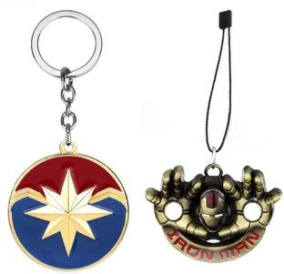 Lady Hawk Avengers 2 Pcs Set Iron Man H F Gold Baggage Luggage Backpack Tag Captain Marvel Gold Logo Imported Key Ring Key Chain Price In India Buy Lady