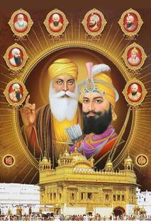 Guru Nanak Dev Ji With Govind Singh And All Ten Sikh Gurus Wall