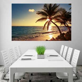 Evening Scene Sunset Scene Sea Beach Coconut Trees Hd Wallpaper No Framed 2ft X 4ft Canvas Art Smartbuyer Posters Decorative Art Paintings Posters In India Buy Art Film