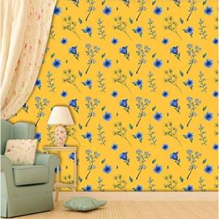 Paper Plane Design Floral & Botanical Yellow, Blue Wallpaper Price in India  - Buy Paper Plane Design Floral & Botanical Yellow, Blue Wallpaper online  at 