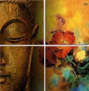 Studioedit Buddha Split Canvas Painting Set Of 5 Multicolour