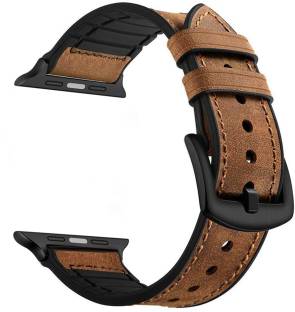 Case U Rubber Hybrid Leather Strap Compatible with Watch 42/44mm Smart Watch Strap
