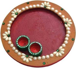 Gaura Art Crafts Woork Pujathali Rakhi Platter Tilak Thali In
