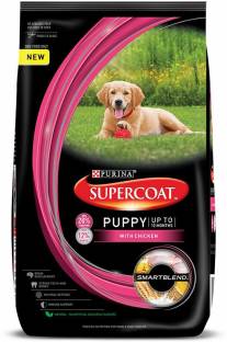 purina SUPERCOAT Puppy Dog Food - 10 kg Chicken 10 kg Dry Young Dog Food 4.213 Ratings & 0 Reviews For Dog Flavor: Chicken Food Type: Dry Suitable For: Young Shelf Life: 18 Months ₹2,400 ₹2,800 14% off