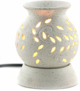 Bright Shop Ceramic Electric Aroma Burner White Color Matki shape with Sandalwood Oil 10 ml Gift Set Diffuser