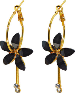 BLACK CRYSTAL HOOP EARRING Hoop Earrings