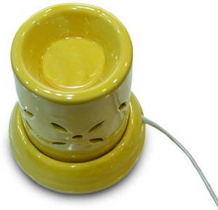 Lyallpur Stores Ceramic Electric Diffuser Oil Burner Flower Pot Shape/Night Lamp (Yellow) With (10 ml) Lavender Fragrance Oil & Mirchi Bulb For Room ,Gym,Spa & office Diffuser