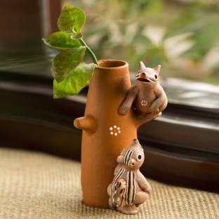 ExclusiveLane 'Climbing Squirrels' Handmade Garden Decorative Table Terracotta Vase