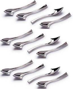 upalabdh 12 PCs Side Cut Spoon Stainless Steel Ice-cream Spoon Set