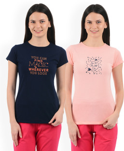SWEET DREAMS Printed Women Round Neck 