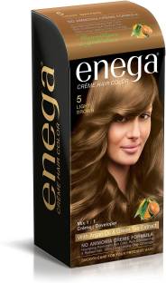 enega Cream hair color (100 ml/each) superior quality with Argan Oil & Green Tea extract NO AMMONIA Cream FORMULA smooth care for your precious hair! LIGHT BROWN 5 (Pack of 1) , LIGHT BROWN 5