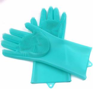 Shopeleven General Purpose Household Bathroom Kitchen Cleaning Cooking Micro-wave Pet Cleaning Glove Reuseable Heat Resistant Glove(Multicolor, 1 Pair) Wet and Dry Glove Set