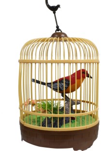 BEAUTIFUL ELECTRONIC  BIRD SINGING MOVING CHIRPING TOY PET BIRD IN CAGE 