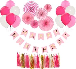 Amfin First Birthday Decoration Combo 1st For Baby Girl 1st Birthday Decoration For Baby Girl, How To Decorate Baby Girl First Birthday