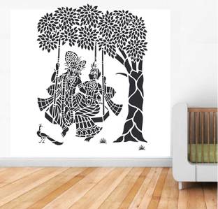 Kayra Decor Radha Krishna Reusable Large Wall Stencil Painting