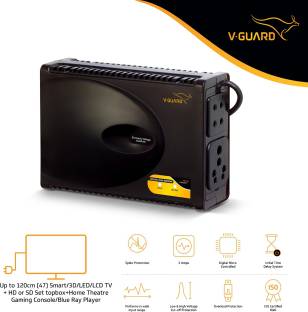 V-Guard Crystal Plus Supreme TV Voltage Stabilizer for 120 cm (47) TV+Set topbox+Home Theatre System (Working Range: 90-290V; 3 A)