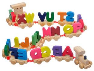 CrazyCrafts Wooden Alphabet Letters Train (A-Z) English Vocabulary Building Train Set Early Educational Toys Kids (Multicolor, Pack of: 15)