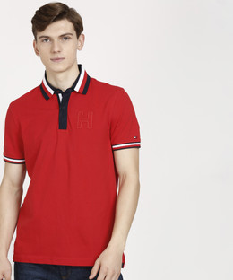 TOMMY HILFIGER Solid Men Polo Neck Red 